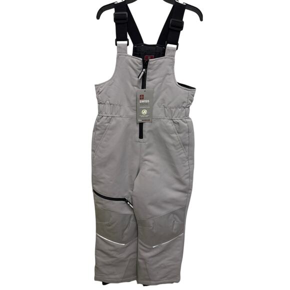 NEW SwissTech S 6/7 Gray Zip Front Snow Bibs Ski Snowboard Pant boy girl kid - Picture 1 of 4